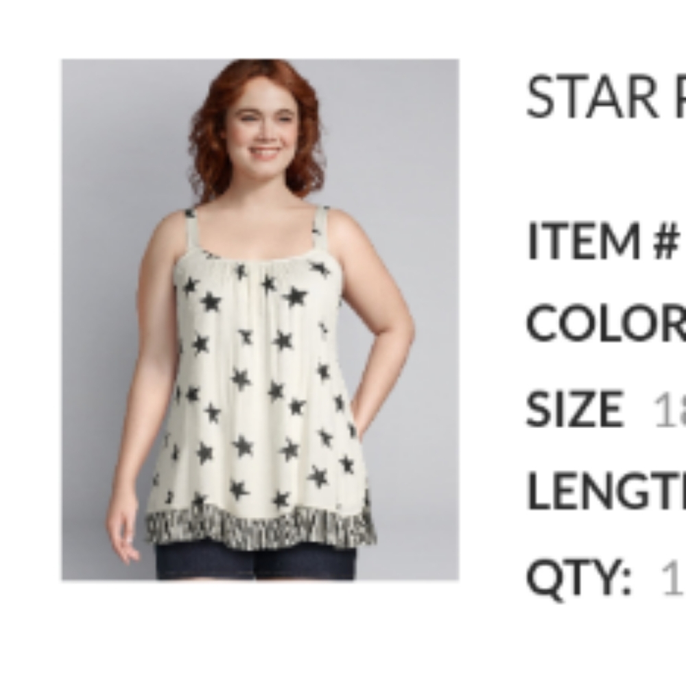 ISO Lane Bryant Star Swing Tank